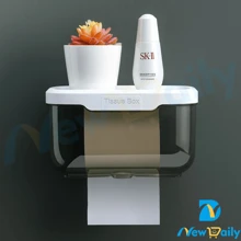 Toilet Paper Holder Waterproof Wall Mounted Toilet Paper Holder Stickable BC-115 - 粉色 - 查看 3