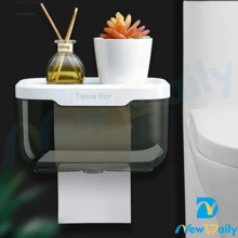 Toilet Paper Holder Waterproof Wall Mounted Toilet Paper Holder Stickable BC-115 - 粉色 - 查看 8
