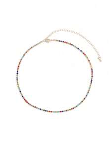 1 件简约时尚镀金彩色水钻镶嵌项圈项链适合日常佩戴 - 項鍊 - 查看 14