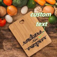 1pc Christmas Tray, Cutting Board, Customizable Name And Text, With Bow, Reindeer, And Snowflake Elements, Merry Christmas, Warm And Sweet Gift, High-End Housewarming Gift, High-Quality Kitchenware, Suitable For Parents, Couples, Wives And Cooking Couples, Valentine's Day Gift, For Holding Food And Fruits, Fashion On, Essential For Housewarming - Beige - View 2