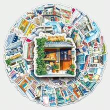 50 张卡通日式复古街边商店贴纸，适用于笔记本电脑水瓶吉他自行车汽车摩托车保险杠行李滑板涂鸦的乙烯基贴纸，可爱贴花，是送给儿童、青少年、男士、女士的最佳礼物。 - 彩色 - 查看 1
