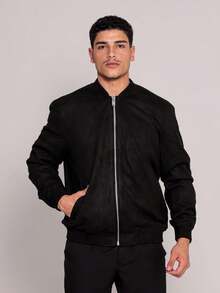 Jaqueta Masculina em camurça - Preto - Visão 1