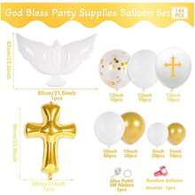 1 套第一装饰气球，上帝保佑洗礼气球拱门，适用于第一圣会用品（随机黄色或橙色印花气球） - 彩色 - 查看 2