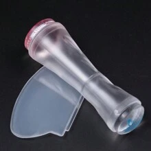 2 件套指甲印章刮刀套装双头硅胶透明美甲法式印章指甲油印花美甲印章板工具 - 無色 - 查看 1