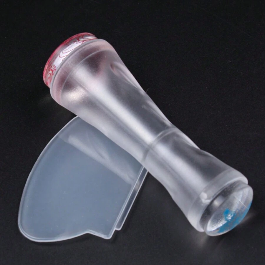 2 件套指甲印章刮刀套装双头硅胶透明美甲法式印章指甲油印花美甲印章板工具 - 無色 - 查看 1