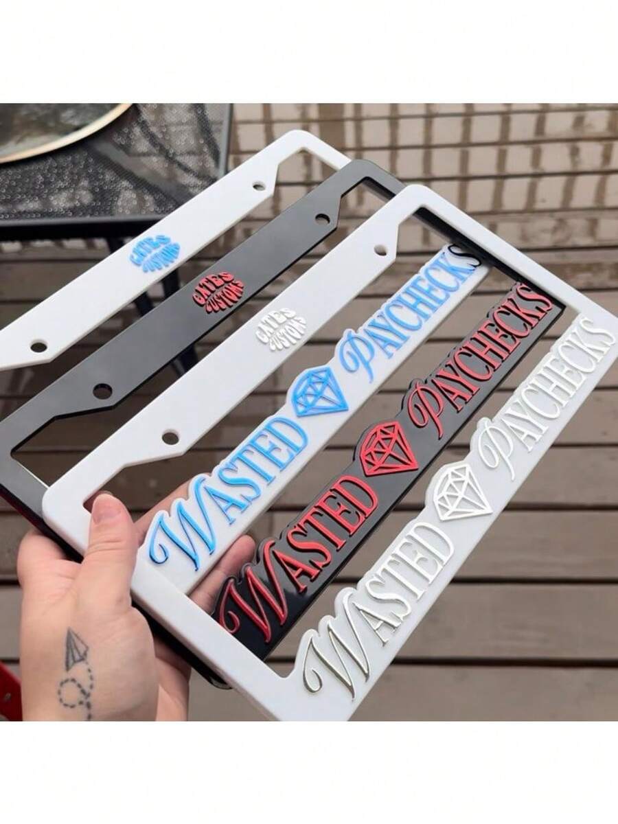 Wasted Paychecks License Plate Frame SHEIN USA