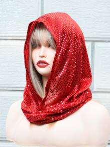Sequined Hood Women's Hood Hooded Street Art From A Gold/Black Lurex Which Is Covered In Shiny Sequins Which Really Catch The Light Hooded Sense Of Mystery Halloween Valentine's Day
