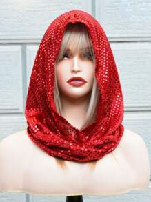 Sequined Hood Women's Hood Hooded Street Art From A Gold/Black Lurex Which Is Covered In Shiny Sequins Which Really Catch The Light Hooded Sense Of Mystery Halloween Valentine's Day