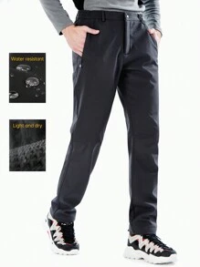 TECTOP Men's Slim Fit Cargo Snow Pants For Hiking, Windbreaker, Outdoor Trousers With Zip Pockets, Random Logo Shipped