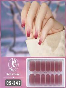 1pc 14 Pcs Solid Color Simple & Cool Design Waterproof Peel-Off Gel Nail Art Stickers, Full Nail Coverage Nail Stickers For Women, Easy To Use For Holiday, Party, Stage, Halloween, Daily Decoration, Gift