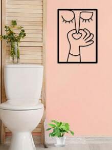 Unique Metal Portrait Toilet Wall Decor - Humorous Bathroom Sign, Minimalist Line Art Design, Bathroom Home Decor, Christmas, Women Art, Suitable For Home, Living Room, Patio Or Garden, Balcony - Multicolor - View 7