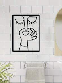 Unique Metal Portrait Toilet Wall Decor - Humorous Bathroom Sign, Minimalist Line Art Design, Bathroom Home Decor, Christmas, Women Art, Suitable For Home, Living Room, Patio Or Garden, Balcony - Multicolor - View 11