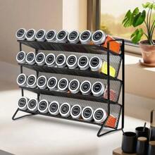 Trintion 2PC 3-Tier Spice Rack Free Standing Metal Kitchen Shelf Free Standing Counter Spice Organiser Metal Seasoning Bottle Organizer For Kitchen Countertop Cupboard Pantry (Black) - Black - View 6