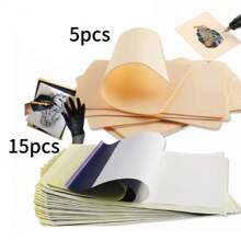 纹身练习皮肤和转印纸套装：各种尺寸的双面空白假皮和各种尺寸的纹身转印纸，是纹身艺术家理想的纹身练习用品