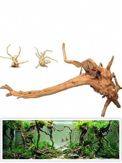New Natural Wooden Fish Tank Decorations Plant Stum Tree Trunk Driftwood Tree Aquarium Fish Landscaping Ornaments A Random Style Small And Large Small Perch Sunken Wood