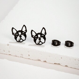 1 Pair New German Shepherd Stud Earring Dog Series Stainless Steel Earrings Animal Jewelry Gifts Girl