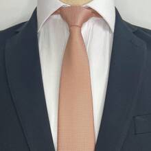 Edi Saraiva Premium Luxury Men's Silk Touch Polyester Tie - 淺粉色 - 查看 10