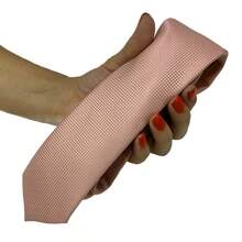 Edi Saraiva Premium Luxury Men's Silk Touch Polyester Tie - 淺粉色 - 查看 8