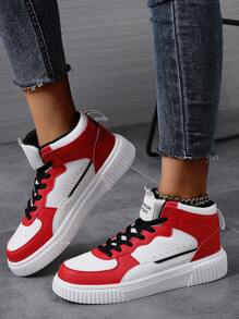 2024 Spring/Summer New Casual Breathable Lightweight Skateboarding Shoes, Fashion All-Match Sporty Shoes For Men/Women, Outdoor Hiking, Size 36-45 - White Red - View 3