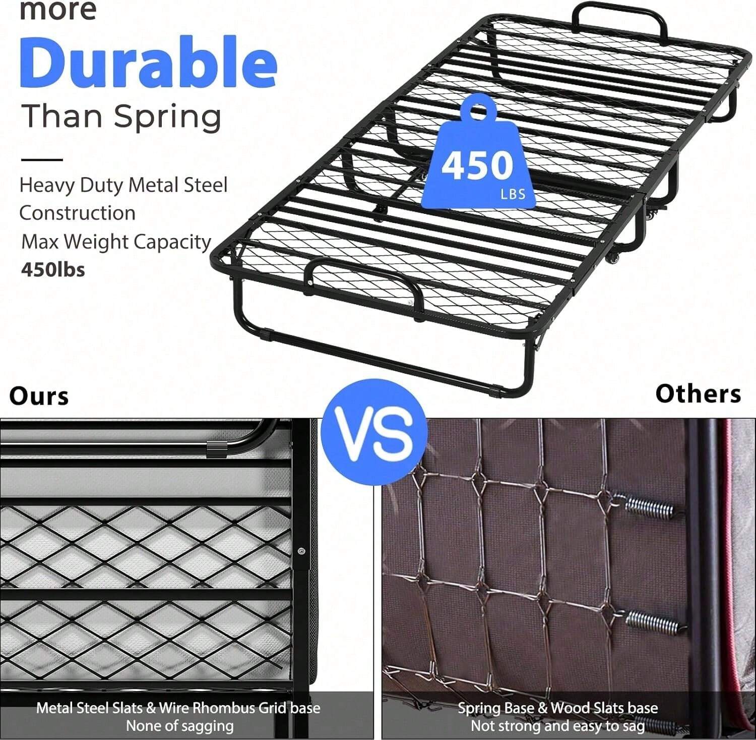 DICTAC Folding Bed With Mattress 75 X 38 Twin Size Bed Frame Portable