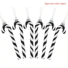 6/12pcs Pack Of 6-13cm Glitter Candy Cane Christmas Tree Decorations/Ornaments (Black & White) - Black - View 13