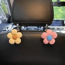 2 件汽车座椅靠背储物挂钩 - 可爱卡通花朵设计，ABS 树脂结构，耐用且易于安装，适用于汽车内部整理 - 均碼 - 查看 2