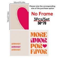 Ensemble de 3 pièces Art mural More Amor Por Favor Sunshine - Maximalist Poster - Citation d'amour - Eclectique coloré moderne rose-orange - Art mural imprimable