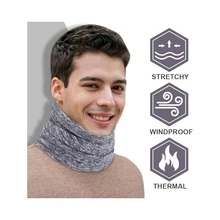 2 件装柔软羊毛颈套保暖面罩适合寒冷天气冬季户外运动 - 灰色 - 查看 5