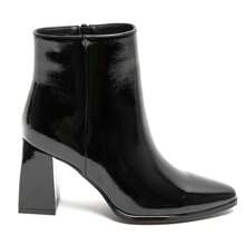 Black Patent Leather Square Heel Ankle Boots – Elegance And Modernity For Women - Black - View 5