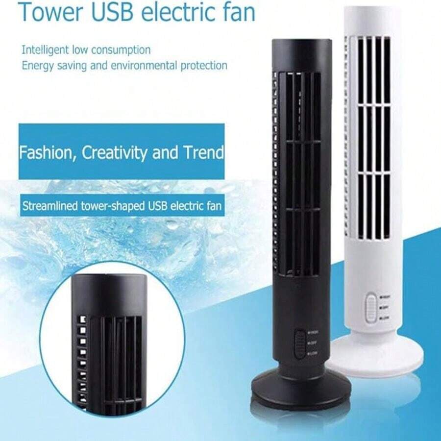 Ventilador de torre con enfriador de aire portátil, ventilador vertical sin aspas USB de computadora, ventilador de aire acondicionado, mini ventilador de torre de refrigeración, silencioso para oficina en casa - Multicolor - Ver 1