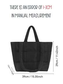 Túi xách thêu cá nhân hóa cho nữ, Túi đeo nách dung tích lớn, Túi áo khoác ca rô, Túi đeo vai cầm tay dung tích lớn, Túi xách, Cảm giác cao cấp, Dung tích lớn, Túi áo khoác thời trang, Túi đeo vai đi làm, Túi đeo vai thoải mái đơn giản khi đi làm dành cho phụ nữ - màu đen - Xem 4