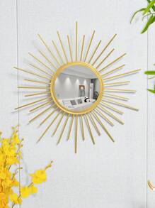 1 pieza Espejo de pared montado en la pared de hierro creativo, multifuncional para sofá, espejo decorativo de vestíbulo, decoración de pared moderna de sala de estar, mejor regalo de decoración de pared de moda - Dorado - Ver 12