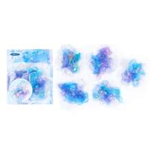 Set de 10 piezas de pegatinas de PET 3D con láser de color plateado, paquete de pegatinas de material estampado en oro con color acuarela difuminado para cuadernos