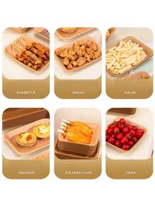 一次性牛皮纸盘子长方形纸盘一次性圆形纸盘托盘水果烧烤盘野餐手工包装 - B款 - 查看 5