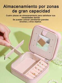 1/2/3 pieza Caja portátil para joyería: Caja de almacenamiento de pendientes, aretes, anillos, uñas decoradas y otros accesorios antioxidante con espejo. Caja elegante y de alta calidad para joyas como collares, anillos, pendientes y aretes. - Rosa - Ver 9