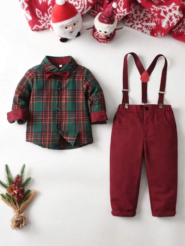 2 pezzi/set Completi di abbigliamento natalizio per ragazzi, adatti per autunno/inverno