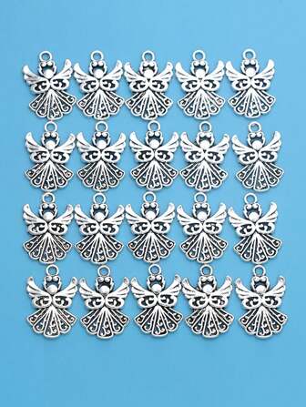 10/20/50Pcs Antique Silver Angel Fairy Charms Pendants For Bracelet Jewelry Making DIY Handmade Craft 20x14mm