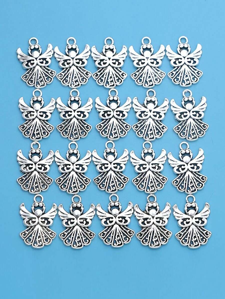 10/20/50Pcs Antique Silver Angel Fairy Charms Pendants For Bracelet Jewelry Making DIY Handmade Craft 20x14mm - Antique Silver - View 1