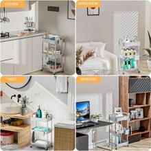 Xe đẩy lưu trữ 3 tầng có ngăn kéo Xe đẩy tiện ích có ngăn kéo Xe đẩy tiện ích có ngăn kéo Công cụ sắp xếp lưu trữ có bánh xe cho nhà bếp, phòng tắm, phòng khách, văn phòng Trang trí ngoài trời - Màu Xám nhạt - Xem 5