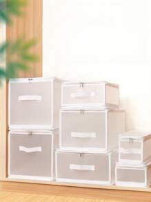 1pc Waterproof Transparent PP Storage Box, Clothing, Toys, Quilt, Home Organizer, Moisture-Proof Plastic Transparent Storage Box, Kitchen, Room, Office Cabinet Storage, Waterproof Storage Box, Makeup, Toys, Clothing Organizer Box, Waterproof Foldable Transparent Storage Box, Clothes Sorting Organizer Bag