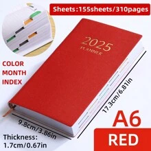 Sổ kế hoạch hàng ngày A6 2025: 155 tờ/310 trang, Chỉ mục tháng màu, Dày 0,67 inch, Thích hợp cho trường học và cuộc sống hàng ngày - A6 - Xem 10