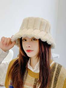 1pc 新款女士秋冬高级网红厚绒保暖护耳渔夫帽，秋冬舒适温暖，适合日常佩戴 - 彩色 - 查看 8