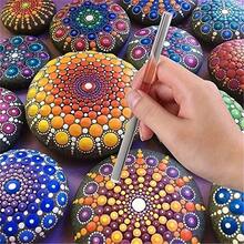16PCS Mandala Dotting Tools Set For Painting Rocks, Mandala Art & Ceramic Pottery Craft - Includes Dotting Tools, Acrylic Rods, Stencils - Durable Plastic, Uncharged Power Mode - 16pcs - View 2