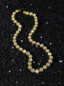 1 件男士圆形水钻拼接链项链/手链，嘻哈风格圆形水钻项链时尚多种尺寸可选 - 圓形 - 查看 14