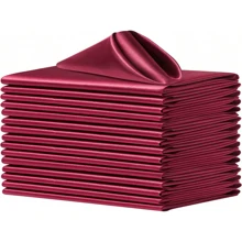 6/8/12/24/16 pièces Set de serviettes en satin de soie rouge, serviettes de table carrées en polyester lavables, convient pour la décoration de mariage et de fête - Multicolore - Voir 58