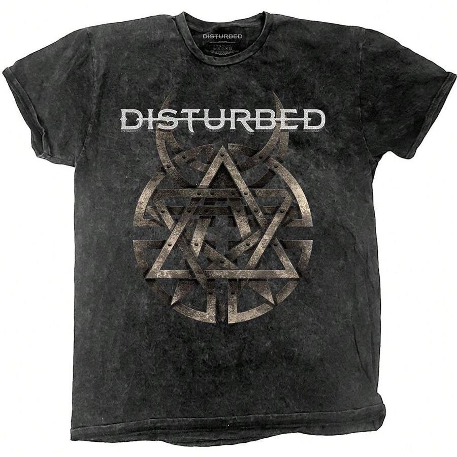 Disturbed | Official Band T-Shirt | Riveted (Dip-Dye, Mineral Wash) - 48-Hour Fast Shipping!  - Grey - View 1