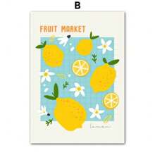 1PC Fruit Market Strawberry Lemon Orange Banana Cherry Wall Art Nordic Posters Hình ảnh cho phòng khách trang trí Canvas Prints Tranh không có khung - Nhiều màu - Xem 21