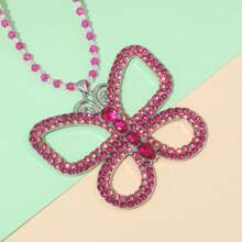 rongji jewelry 13 Going On 30 Large Butterfly Choker Necklace Bead Chain Crystal Butterfly Pendant Necklace For Women Elegant Costume Jewelry
