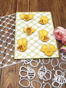 1/2 tấm nền lưới, mẫu khuôn cắt kim loại hình con ong, thảm cắt thủ công DIY, dùng để làm sổ lưu niệm, làm thiệp chúc mừng - Bạc - Xem 2