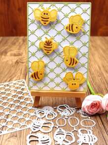 1/2 tấm nền lưới, mẫu khuôn cắt kim loại hình con ong, thảm cắt thủ công DIY, dùng để làm sổ lưu niệm, làm thiệp chúc mừng - Bạc - Xem 5
